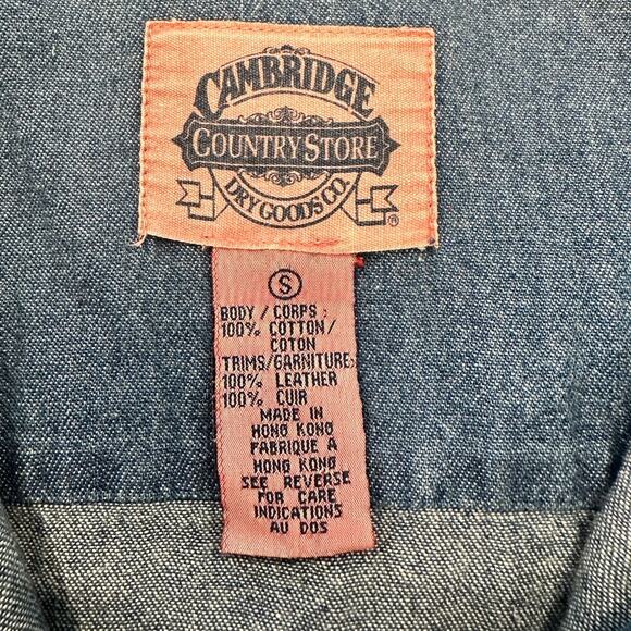 Cambridge Dry Goods Country Store Women’s Denim Embroidered Leather Collar Shirt - Picture 3 of 13
